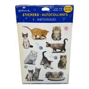 New Sealed Vintage Hallmark Kitty Cat Pet Stickers 4 Sheets Acid Free Sealed